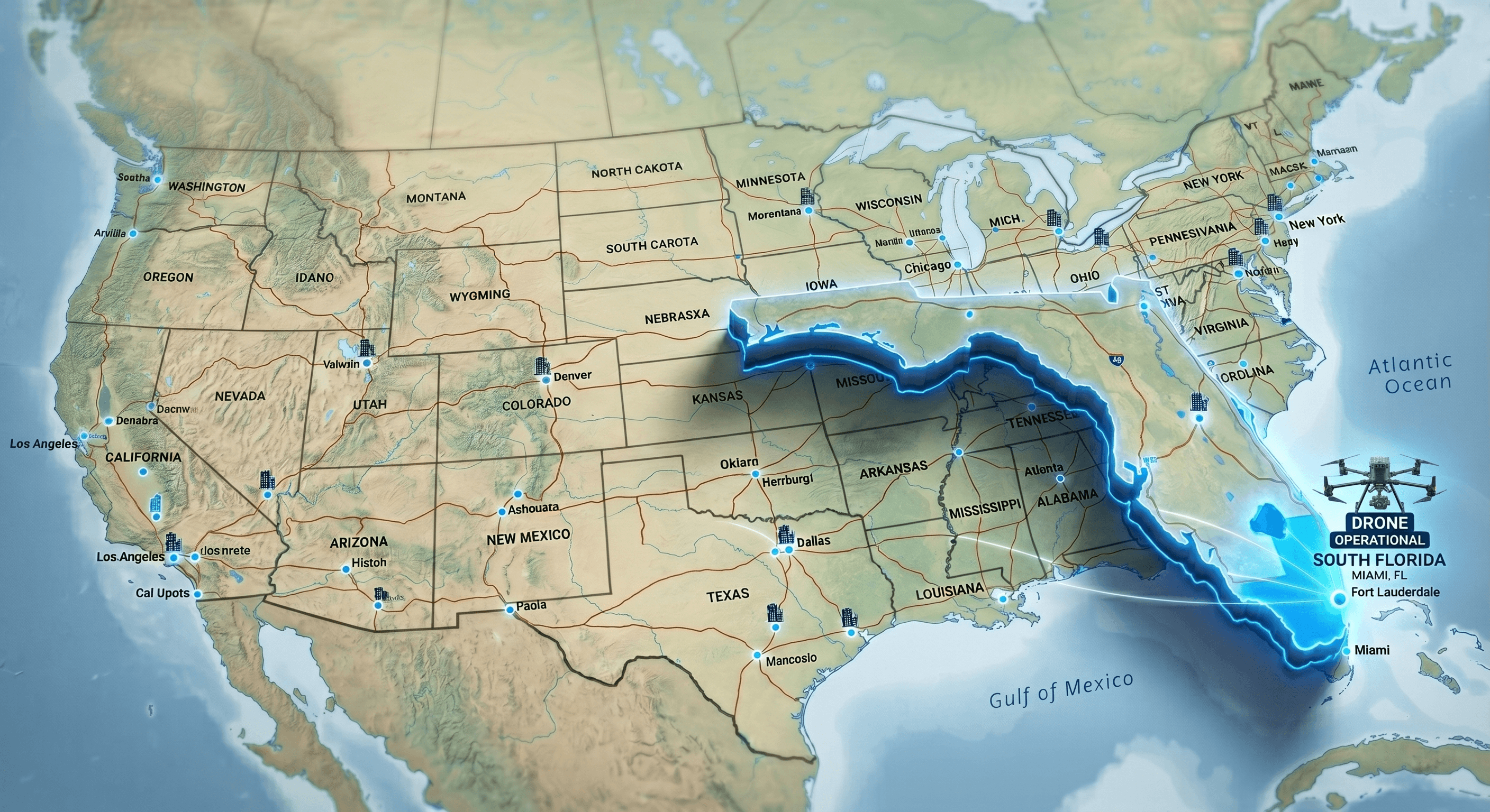 Coverage map of the continental US